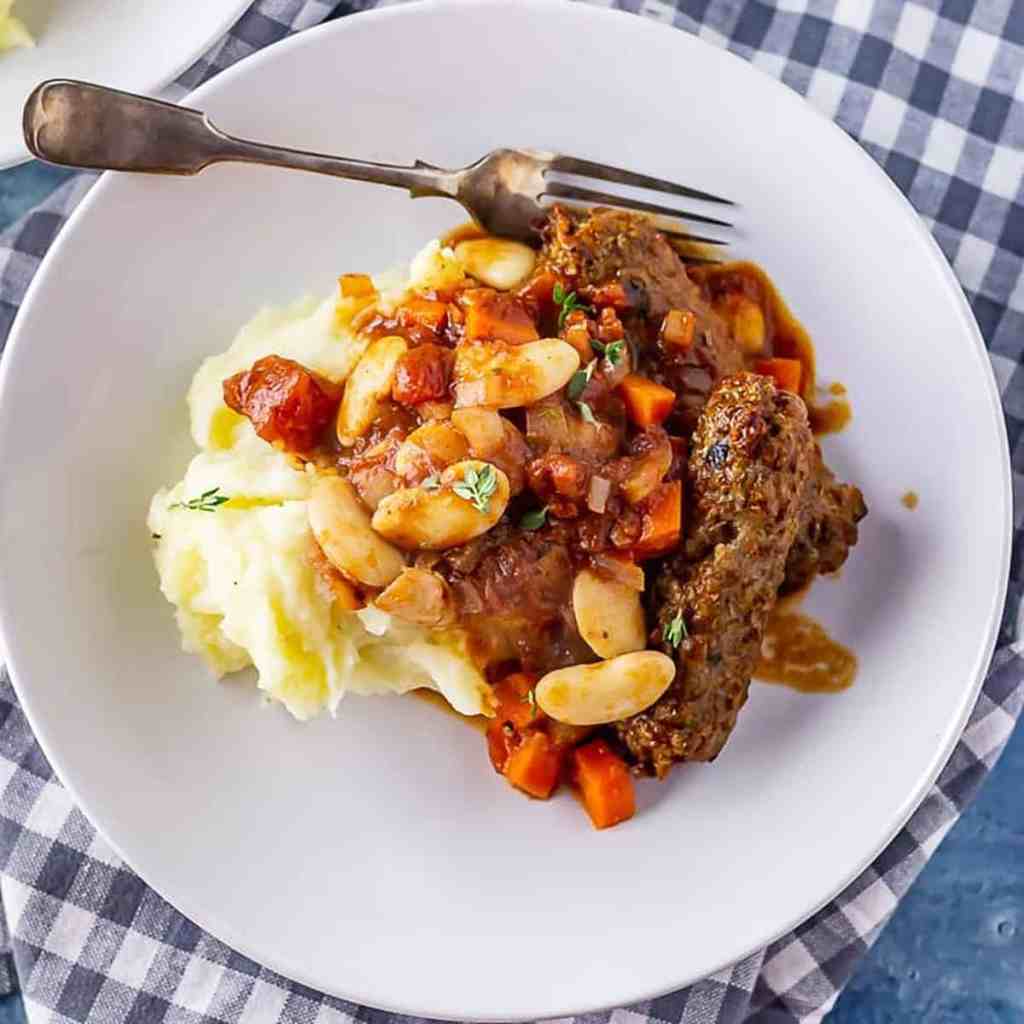 Plant-Based Sausage and Bean&nbsp;Casserole